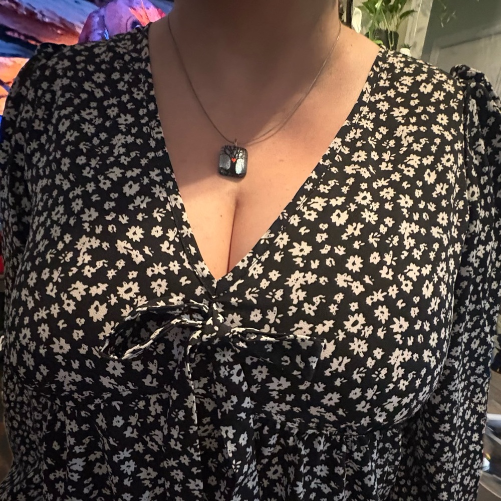 Black and White Floral Blouse